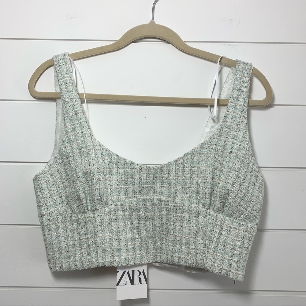 Zara textured corset top fully lined side zipper Size L